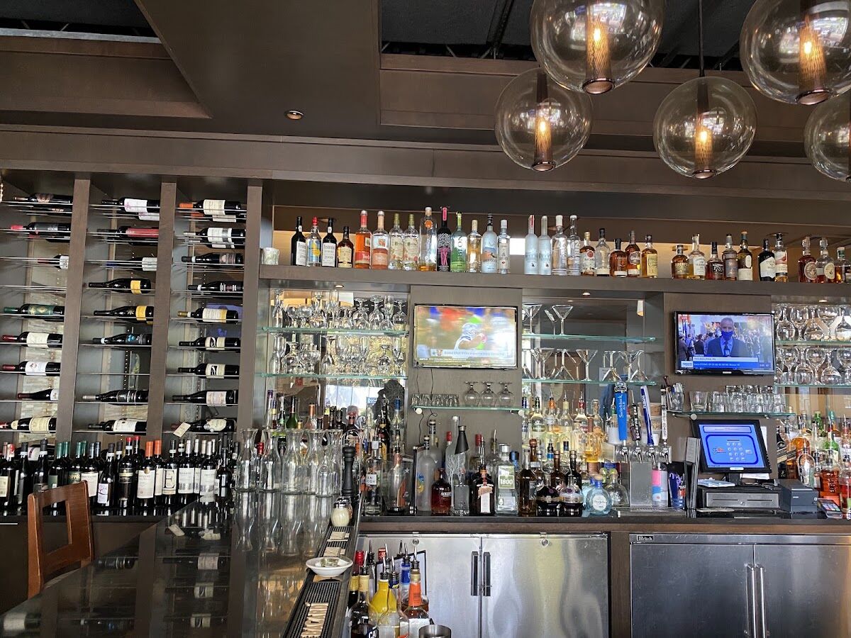 Francesco’s bar with wine wall and pendant lights